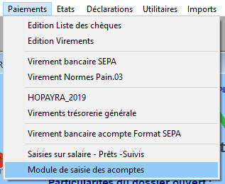 Procédure d'intégration d'un Acompte dans INTERPAYE Procédure d'intégration d'un Acompte dans INTERPAYE