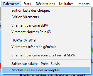 Procédure d'intégration d'un Acompte dans INTERPAYE