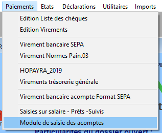 Procédure d'intégration d'un Acompte dans INTERPAYE Procédure d'intégration d'un Acompte dans INTERPAYE