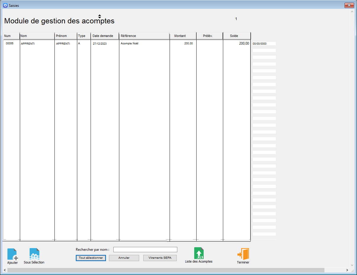 Procédure d'intégration d'un Acompte dans INTERPAYE Procédure d'intégration d'un Acompte dans INTERPAYE