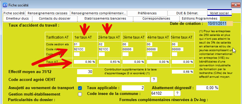 Comment modifier le taux AT