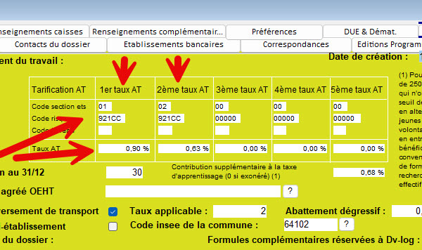 Comment modifier le taux AT
